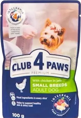 Wet food for adult dogs of small breeds with chicken