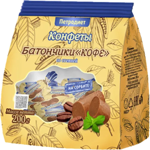 Конфеты батончики со вкусом кофе и со стевией 