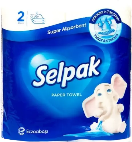 Бумажные кухонные полотенца Super Absorbent 2 рулона 3 слойный белый
