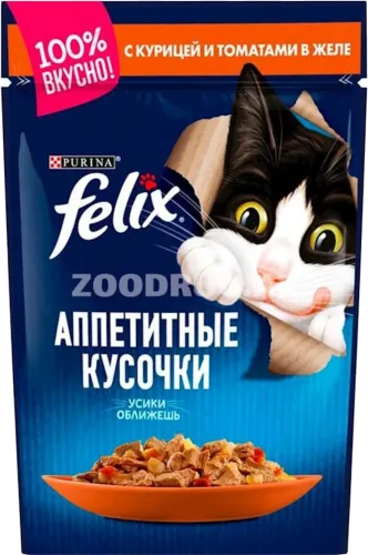 Корм для кошек от 7 до 12 месяцев с курицей и томатами Феликс