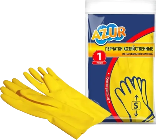 Household gloves York size S 1 pair latex yellow