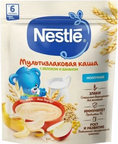 Каша мультизлаковая Молочная с яблоком и бананом 6 месяцев