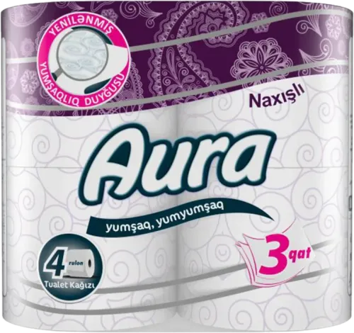 Туалетная бумага Aura тисненая 3-слойная