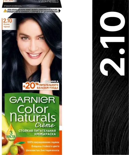 Long-lasting cream hair dye Color Naturals shade 2.10 Blue-black