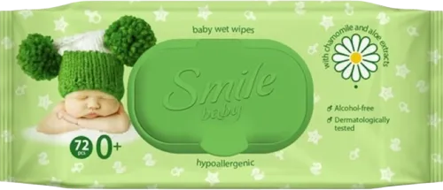 Uşaq nəm salfetləri baby çobanyastığı ekstraktı aloe və vitamin kompleksi ilə 72 əd