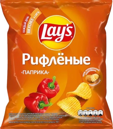Чипсы со вкусом паприки рифленые 