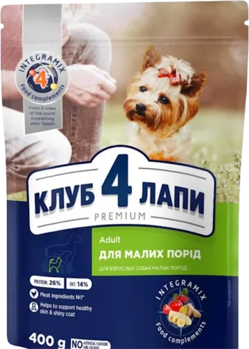 Сухой корм для собак мелких пород с мясом ягненка Club 4 Paw