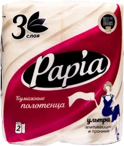 Бумажные кухонные полотенца 2 рулона 3 слойный белый
