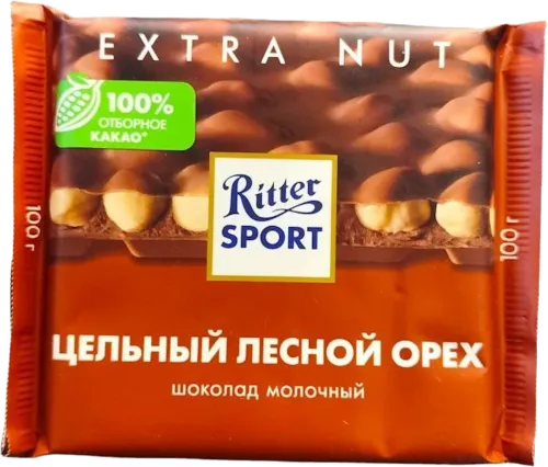 Ritter Sport milk chocolate bar with hazelnut