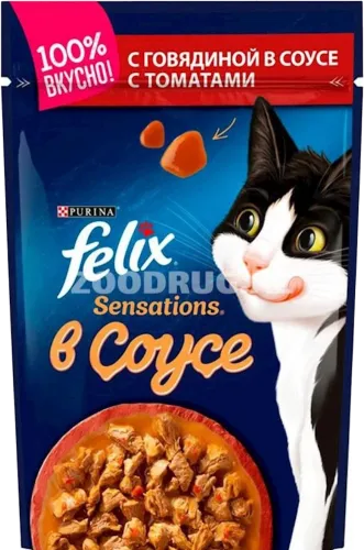 Корм для взрослых кошек Sensation с томатным соусом