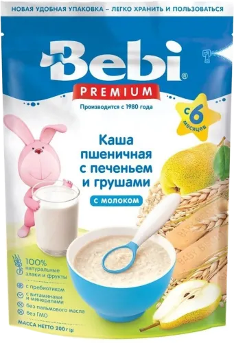 Каша молочная Premium Пшеничная с печеньем и грушами с 6 месяцев