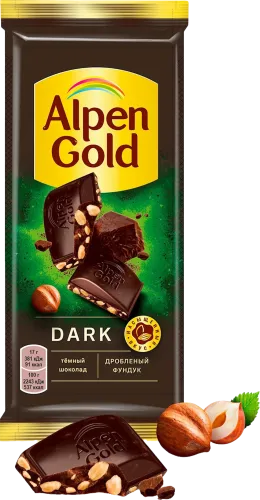 Dark chocolate bar with hazelnut