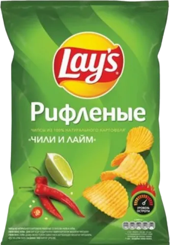 Чипсы со вкусом чили и лайма рифленые 