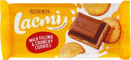 Шоколад Lacmi с молочной начинкой и печеньем