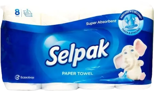  Paper Kitchen Towels 8 Rolls 3-Ply White