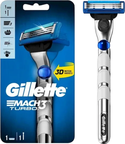  Mach 3 Turbo 3D Shaving Razor with 1 Replacement Cartridge