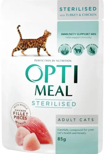 Влажный корм Sterilized для стерилизованных кошек и котов с индейкой и курицей от 7 до 12 месяцев